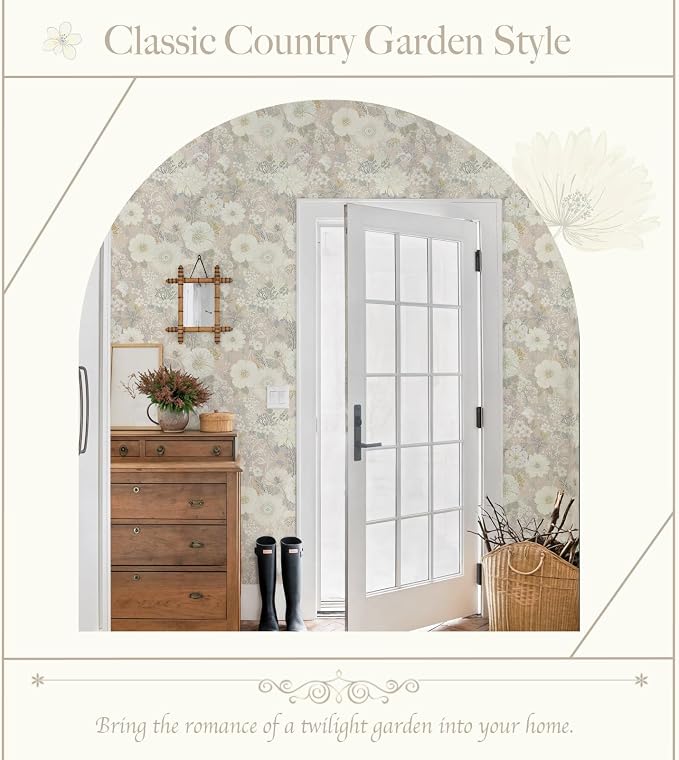Peel and Stick Wallpaper Floral Beige Contact Paper Vintage Wallpaper Neutral Cottage Boho Farmhouse Removable Renter Friendly Waterproof Wall Paper for Cabinets Kitchen Botanical Vinyl 394" x 17.3" - Image 9