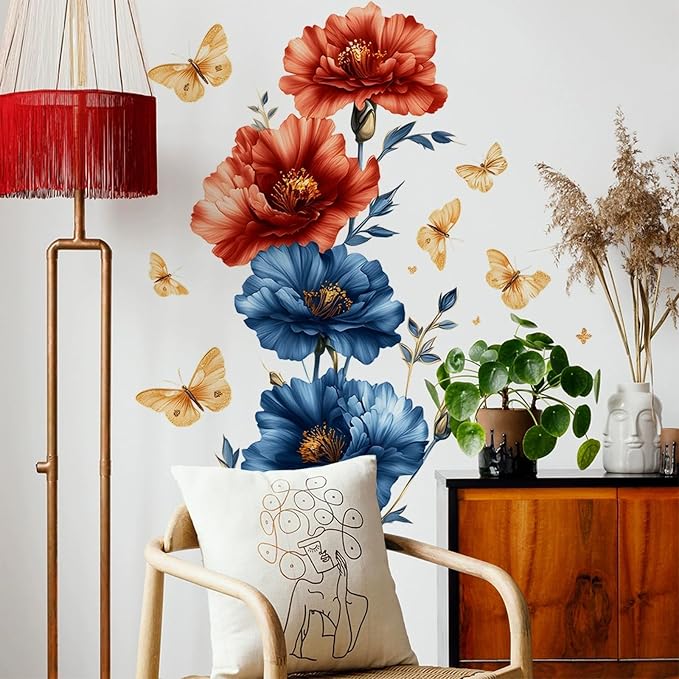 TUOKING Flowers Wall Stickers Decor,Removable Wall Murals | Peel and Stick Modern Vinyl Wall Art Decal Home Decor for Kitchen,Bedroom,Living Room(h27) by TUOKING