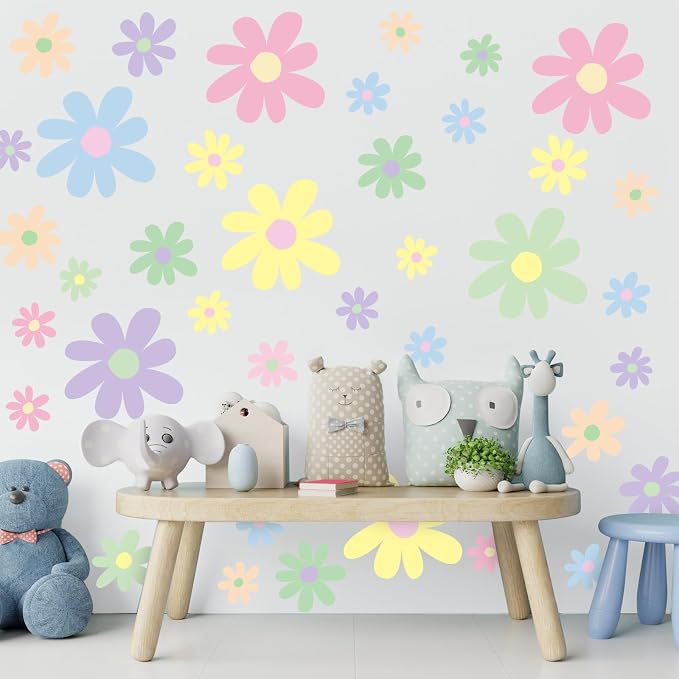 TaoBary 12 Sheet Colorful Daisy Wall Sticker Decal Large Flower Wall Decal | Big Flower Wall Sticker, Floral Decal, Daisy Bedroom Room Decor, Removable Peel and Stick, Nursery Home Wall Decor - Image 3