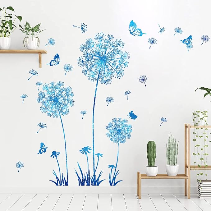 Removable 3D Dandelion Wall Decals Flowers and Flying Butterfly Wall Stickers Murals Self-adhesive Peel and Stick Falling Dandelions Decor for Girls Bedroom Living Room Nursery Baby Children's - Image 6