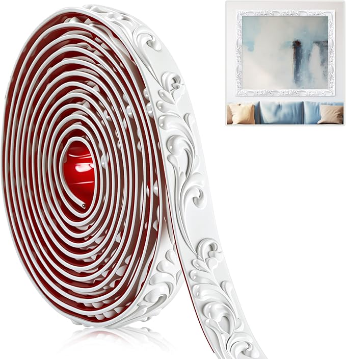White Peel and Stick Crown Molding Trim, 13.1 ft X 1" by Sacubee
