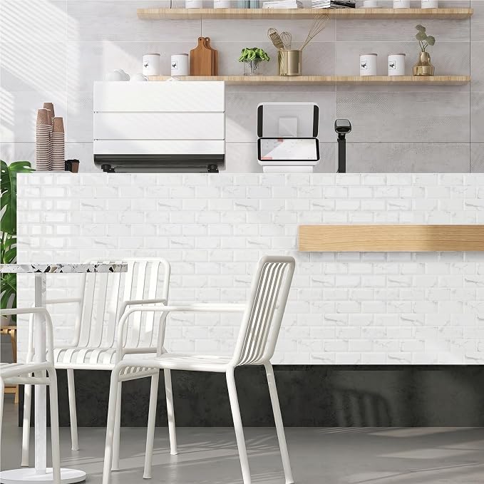 10 Sheet Brick Peel and Stick Kitchen Backsplash Tiles, DONGYUNAI PVC Wall Panels Back Splash 3D Waterproof Self Adhesive Wall Stickers for Bathroom Fireplace RV Camper Van（6"x12"） - Image 7