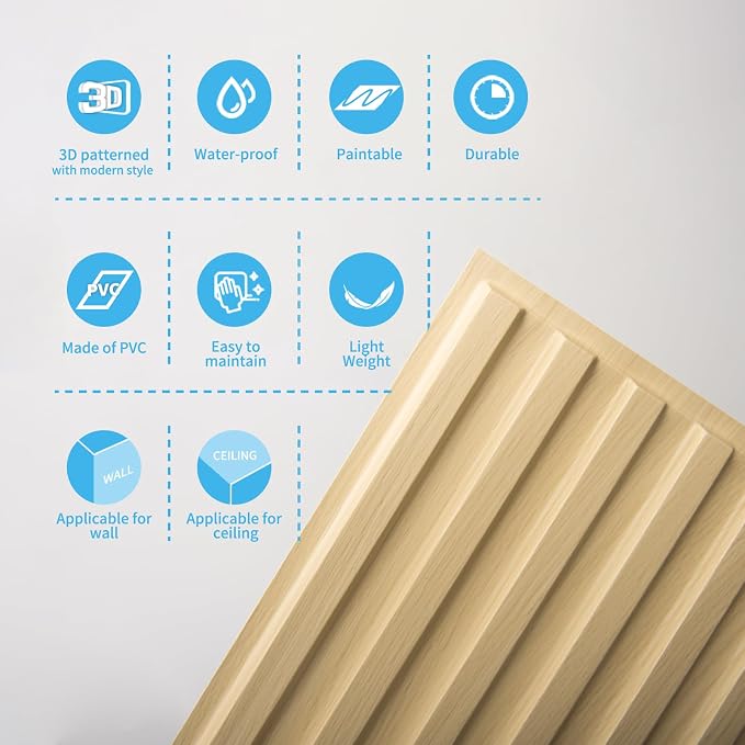 Art3d Fluted Slat 3D Wall Panels, Drop Ceiling Tiles, 6-Pack, Oak | 24" x 48" , Lightweight, Break-Proof, Compatible with Grid System, Ideal for Home, Commercial Spaces - Image 7