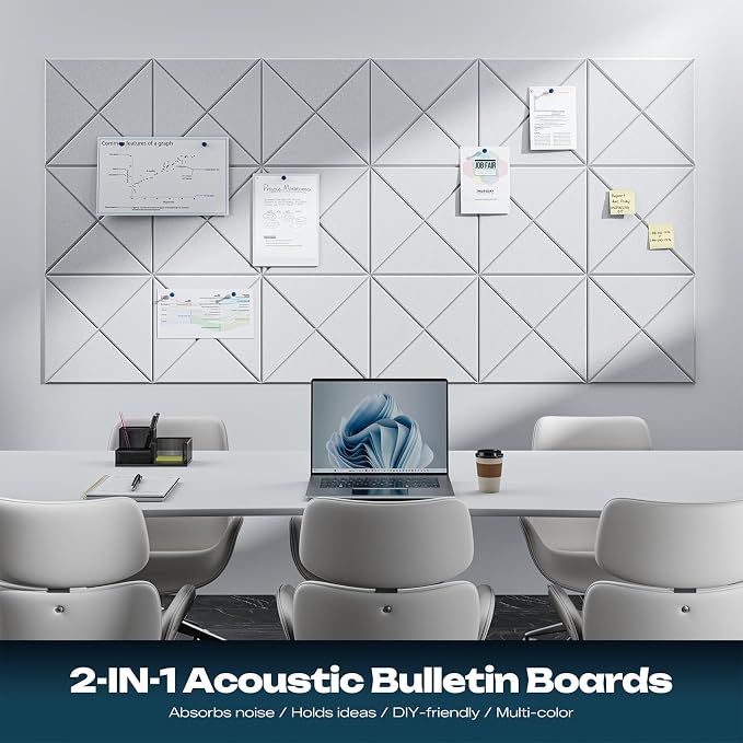 Sonicism 22 Pack X-Lined Acoustic Panels with Self-Adhesive, 12"X 12"X 0.4" Sound Proof Foam Panels, Decorative Soundproof Wall Panels, Sound Absorbing Tile for Home & Offices, White - Image 3