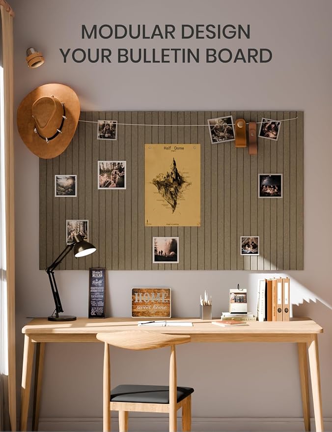 Fluxynara 36" x 24" Large Felt Bulletin Board, Earth Brown | 6 Pack Cork Board Alternative with 30 Safe Adhesive Tabs, Pin Boards for Wall Decor, Home, Office, Classroom,Dorm - Image 6