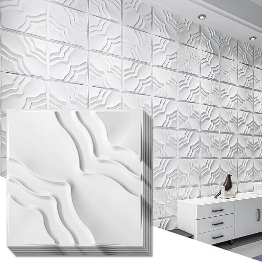 Art3dwallpanels 3D Wall Panels, 33 Pack, 12x12 Inch, White | Modern Raised 3D PVC Wall Tiles for Interior Wall Decor, 2 Different Effects, Easy DIY Mount for Residential and Commercial by Art3dwallpanels