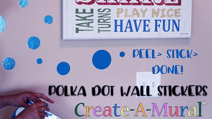 Create-A-Mural Polka Dot Wall Stickers, Wall Decor Stickers, Wall Dots, Vinyl Circle Room Dot Decals (Blue) - Image 4