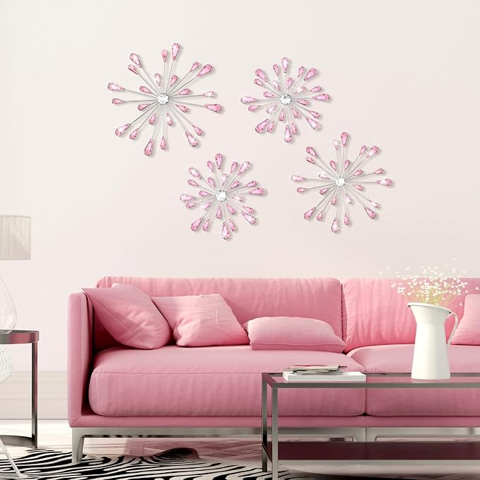 Hicarer 4 Pcs Starburst Wall Decor, Pink Wall Art - Image 5