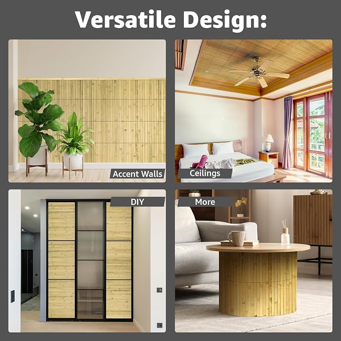 Art3d 12 x 96 in Pole Wrap Natural Bamboo Wall Panel, 1-Pack, Natural | Renewable Raw Board, Waterproof, No Emission, Wear-Resistant, Freely Cuttable, Stylish Wall Decor for Bedroom and Office - Image 3