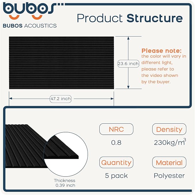 BUBOS 4-Pack Acoustic Panels 47.2"x23.6", Peel & Stick Sound Wall Panels | Self-Adhesive, Marble Pattern Decor Sound Wall Panels, Large Coverage for Studio Office Home - Image 2