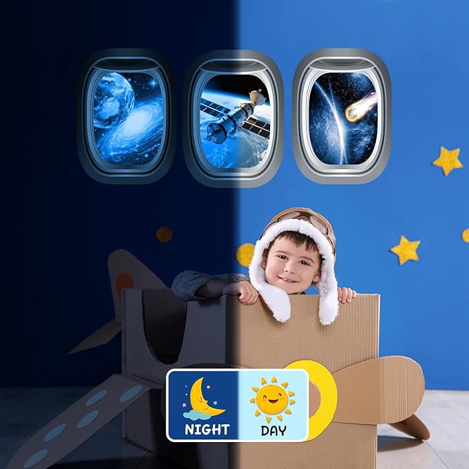 Quanhaigou Glow in The Dark 3D Space Wall Decals, Set of 3 Galaxy Window Stickers for Wall,Planet Themed Room Decor for Kids Boys - Image 3