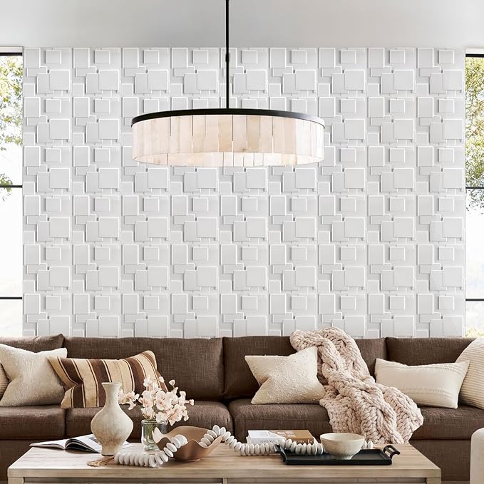 Heikki 30 Pack 3D Wall Panel for Interior Wall Décor, PVC Flower Textured Wall Panels for Living Room Bedroom Hotel Office, 11.8"x11.8", Double-Sided Tape (White-YJ) - Image 6