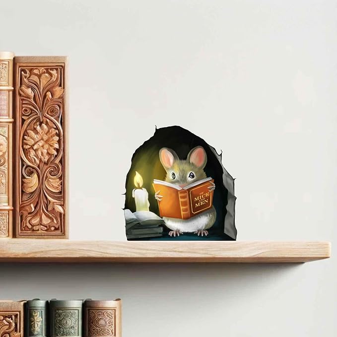 Mouse Reading Book, Wall Decor Sticker Decal, Kids Room, Classroom, Home, Bedroom, Bookcase, Book Lover, of Mice and Men, Children, Adorable, (Mouse Reading Book) - Image 8