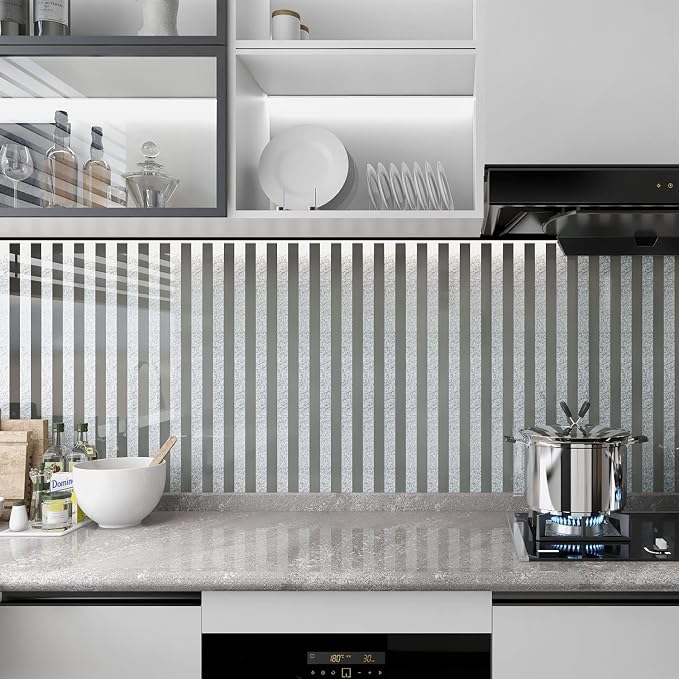 Lovdeco Peel and Stick Mirror Strip Tile, 1.2 x 12 Inches Mirror Tiles for Kitchen Backsplash and Bathroom Wall (5 Pieces, 5 SQ.FT.) - Image 3
