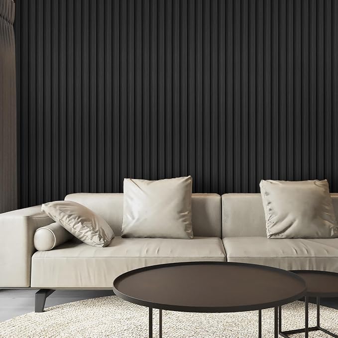 Art3d 96 x 6 Inch WPC Wood Diffuser Slat Wall Panel, 8-Pack, Matte Black | Fluted Design, Durable, Moisture Resistant, Cleanable, Easy to Install, Eco-Friendly, for Living Room, Bedroom or Office - Image 3
