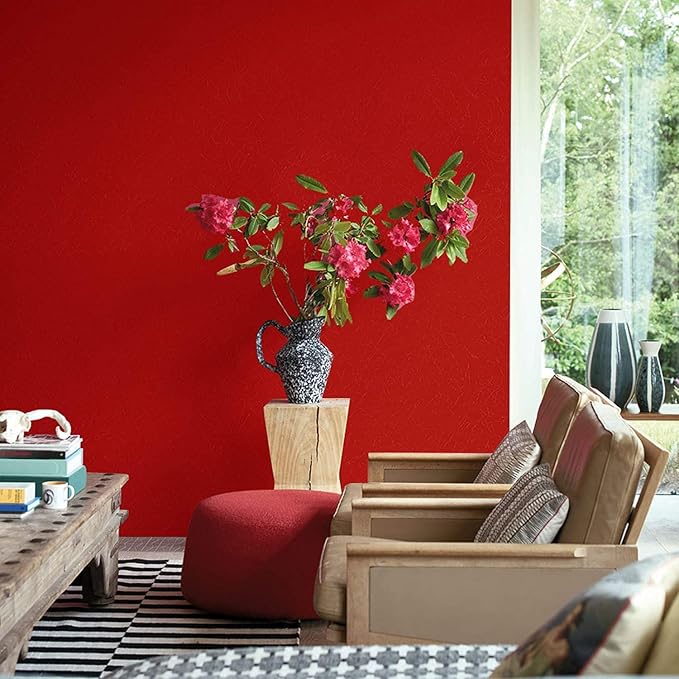 Red Peel and Stick Self Adhesive Wallpaper Countertop Contact Paper | Removable Embossed Silk Waterproof Bathroom Wallpaper 15.7" X 196.8" Kitchen Vinyl Wrap for Cabinet Shelf Liner Paper - Image 6