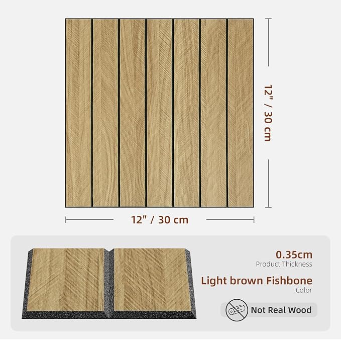 WADILE Peel and Stick Wood Slat Wall Panels 12x12in PVC 10 Pack | Decorative wall panels, self adhesive, living room, bedroom, accent wall, not real wood - Image 2