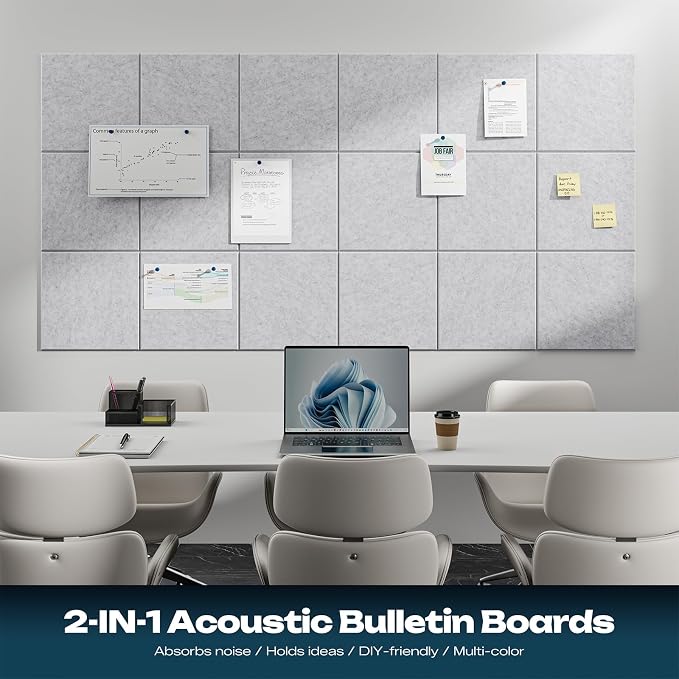 Sonicism 22 Pack Acoustic Wall Panels with Self-Adhesive, 12" X 12" X 0.4" Sound Proof Foam Panels, Decorative Soundproof Wall Panels, Sound Proof Absorbing Tiles for Home & Offices, Silver Gray - Image 3