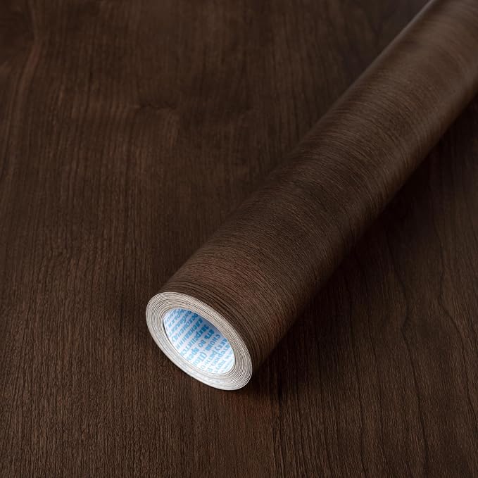 Abyssaly Wood Contact Paper- Brown Walnut Wood Grain Peel and Stick Wallpaper for Countertops - Self Adhesive Removable Wood Viny Film Easy to Clean for Cabinets Desks and Drawers 15.7" X 393" by Abyssaly