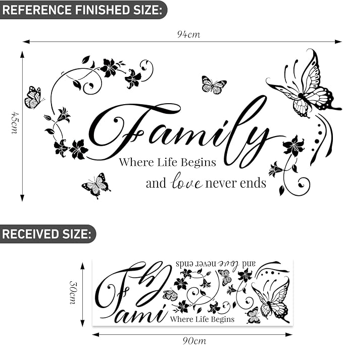 SHUCHING Family Wall Decal for Living Room, Quotes Wall Sticker | Black Flower Vine Wall Decor Art for Sofa TV Background Bedroom Kitchen - Image 4