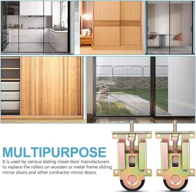 Gatuida Sliding Door Rollers Replacement Closet Door Roller Kit with Ball Bearing Wheels Adjustable Height 2 Pack Sliding Mirror Door Wheels for Framed Closet Doors - Image 5