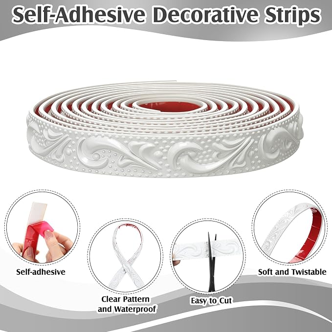 White Peel and Stick Crown Molding Trim, 13.1 ft X 1.2" - Image 4