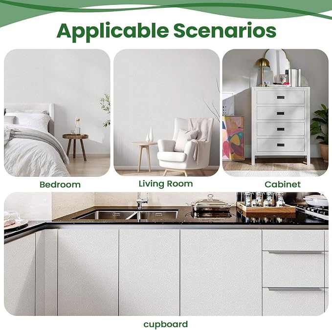 White Textured Wallpaper Peel and Stick Silk Embossed Vinyl Contact Paper | 15.7" x 787.4" Removable Wrap Paper for Cabinet - New Environmentally Friendly Upgrade Wall Paper for Cabinets Shelves - Image 5