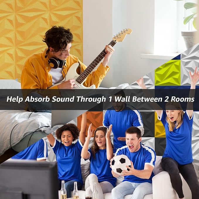 Art3dwallpanels Acoustic Panels, Yellow, 12" X 12", 20 Pack | 20 Pack, Soundproof Wall Panels, Sound Dampening Panels, 3D Wall Panels, Sound Absorbing Panels, Without Tape - Image 6