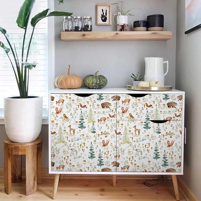 Fairy Animals Forest Deer Cute Owl Rabbits Trees White Peel and Stick Wallpaper Wall Decor Self Adhesive Wall Paper Stick on Easy Peel Off Contact for Renter Apartment - Image 5