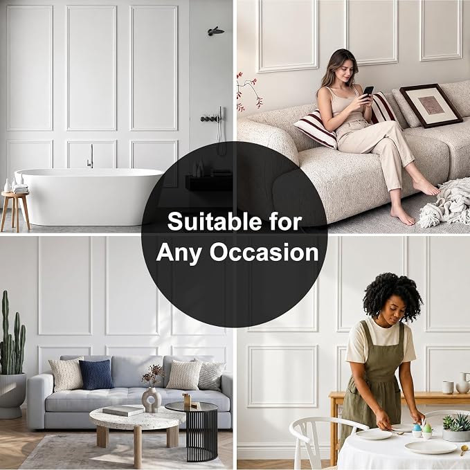 3 Sets Framed Premade Peel and Stick Wall Molding Kit – Pre-Cut Wainscoting Panels Set, Self-Adhesive Installation for Living Room, Bedroom Accent Wall Decor（54 * 24IN-24 * 24IN） - Image 8