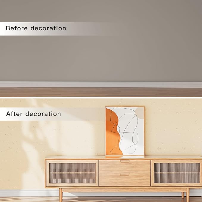 3D Wall Panels - 4PCS 47.2"x23.6" Faux Stone Wall Covering - MCM Modified Clay Material for Home Art, Accent Brick, Modern Exterior/Interior Decoration, Covering 31 sq.ft TV PureBeige - Image 5