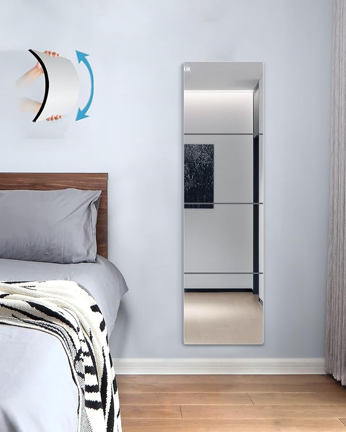 Wall Mirrors for Bedroom Door,Unbreakable Full Length Wall Mirrors Tiles,shatterproof Mirror for Kids 4 Pack 9.6" x9.6,Workout for Home Gym Body,Closet Mirror Wall Home Gym by SAFEE+MRROR