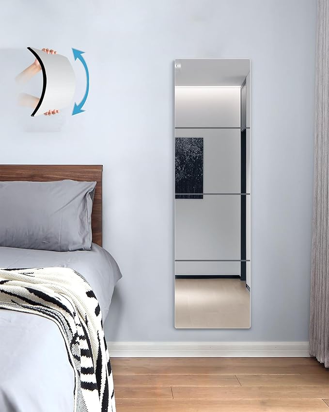 Wall Mirrors for Bedroom Door,Unbreakable Full Length Wall Mirrors Tiles,shatterproof Mirror for Kids 8 Pack 14" x12",Workout for Home Gym Body,Closet Mirror Wall Home Gym by SAFEE+MRROR