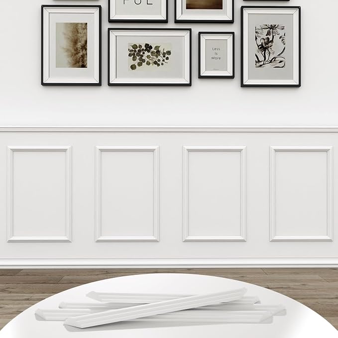 Peel and Stick Wall Molding, 4 Set 16" x 20" Pre Cut Wainscoting Panels | Ready-to-Assemble Wall Accent Kit, Paintable & Lightweight Molding Trim Decor for Living Room Bedroom Hallway Picture Frames by TonhoDawnhawk