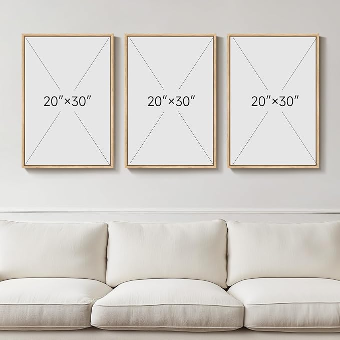 Large 3D Framed Neutral Abstract Wall Art Set of 3, Modern Artwork 20x30 In | Solid Wood Frame, Textured Paintings, Beige Brown Tan Geometric Sculptural, Pictures Wall Decor Living room Bedroom Office - Image 7