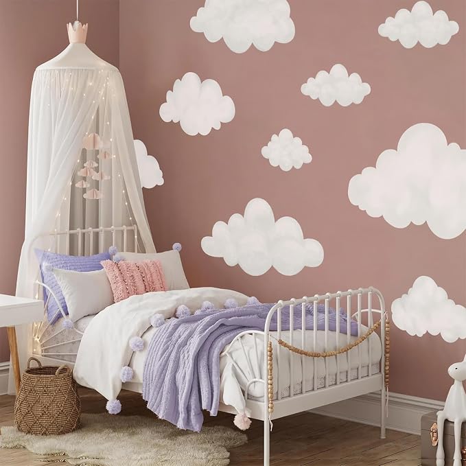 9pcs Fabric Large Cloud Wall Decals,Peel and Stick Decals Watercolor Clouds,Home Decor for Nursery,Kids Room,Playroom,Ceilings and Furniture,Easy Removable Wall Stickers - Image 6