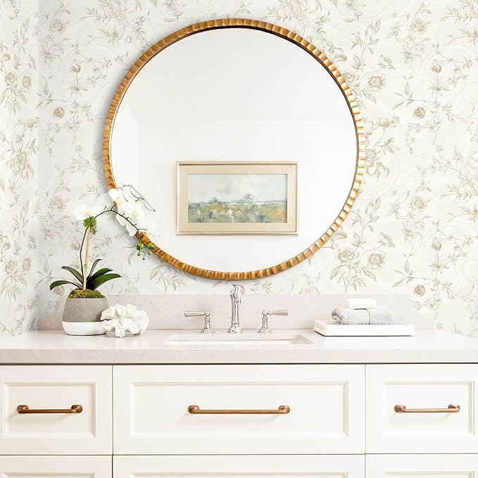 Ismoon Floral Wallpaper Peel and Stick Vintage Beige Stick on Wall Paper French Textured Contact Paper for Cabinet Removable Self Adhesive Wallpaper Vinyl Roll Shelf Deco, 17.3x196in - Image 8