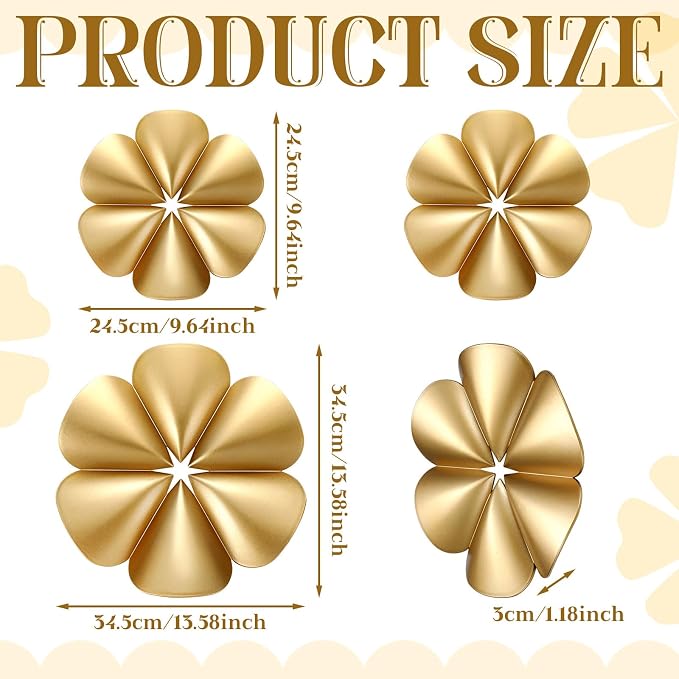 Fourluoo 3 Pack Gold Sunburst Mirrors for Wall Decor Circle Flowers Mirrors Decorative Gold Hanging Wall Art Flowers Mirror for Home Living Dinning Room Bedroom Bathroom Boho Decoration(Floral) - Image 3
