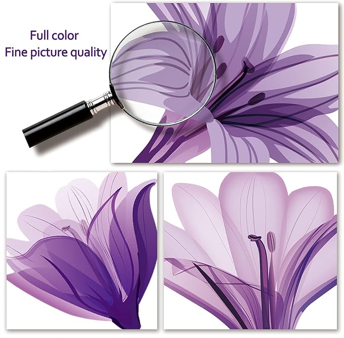 LiveGallery Beautiful Lovely Lily Flowers Wall Decals Removable DIY Butterfly Flower Vines Art Decor Wall Stickers Murals for Living Room TV Background Kids Gilrs Rooms Bedroom Decoration (Purple) - Image 4