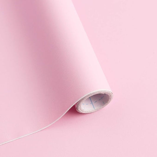 197"x17.7" Pink Wallpaper Solid Color Peel and Stick Wallpaper Pink Contact Paper Self-Adhesive Removable Wall Paper for Wall Covering Cabinet Countertop Vinyl Roll by SAFIYYA