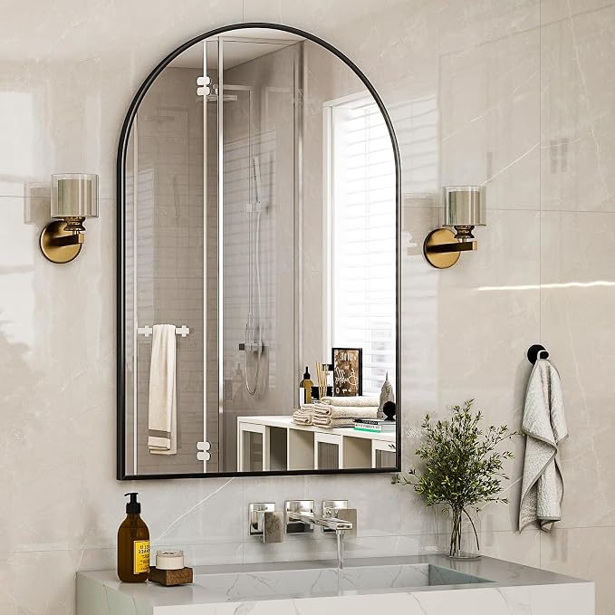 HARRITPURE Arched Wall Mirror 30"x40" Black Arch Bathroom Vanity Mirror - Image 9