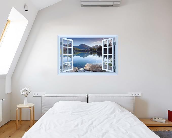 FLFK Fake Window Wall Mural - Landscapes Faux Window Wall Sticker for Wall Decor, Stick and Peel Wall Decals,48"x32",Set of 2 Sheets - Image 5