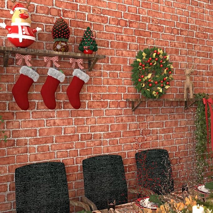 Cohoo Home Red Brick Wallpaper Peel and Stick Contact Paper Faux 787”×18” | Red Brick Contact Paper for Walls Brick Wrapping Paper Self Adhesive Removable Wallpaper Bedroom Kitchen Backsplash Fireplace - Image 5