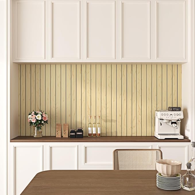 Light Maple Wood Panels for Wall Wood Slat Wallpaper 11.8"x118" | Beige Panels for Wall Self Adhesive 3D Wooden Contact Paper for Bedroom, Living Room Backsplash, Kitchen, Entryway, Farmhouse - Image 2