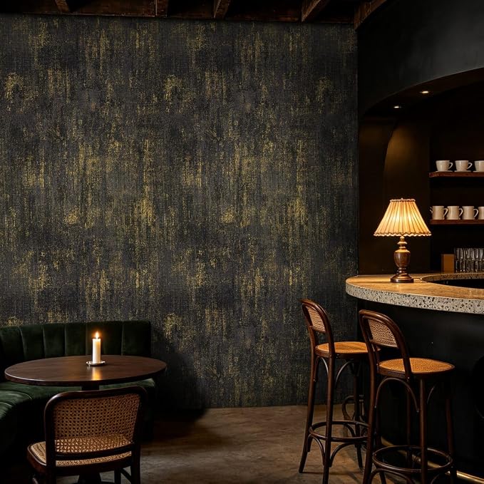 Arthome Black Gold Peel and Stick Wallpaper 17" x 120" | Covers 14.1 sq ft.Removable Contact Paper,Ideal for Nightstands,Cabinet Doors or Small Bedroom Accent Walls - Image 2
