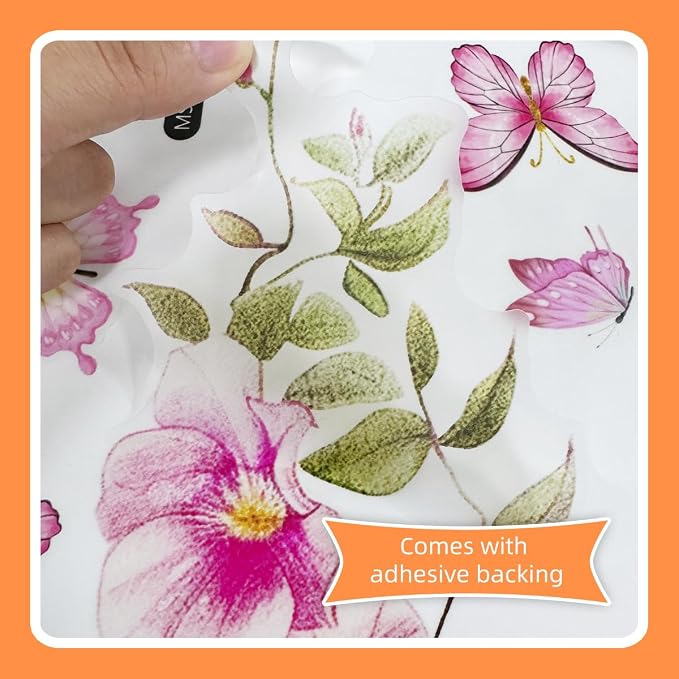 Spring Pink Flower Wall Decals Peel and Stick Hanging Vine Floral Wall Stickers Decor Removable Wall Murals for Girls Bedroom Living Room Nursery Vinyl Cherry Blossom Wallpaper - Image 7