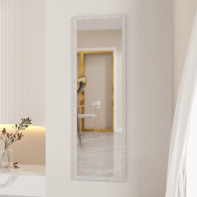 LFT HUIMEI2Y Door Mirror Full Length, Wall-Mounted Mirror White 50" x14" - Image 9
