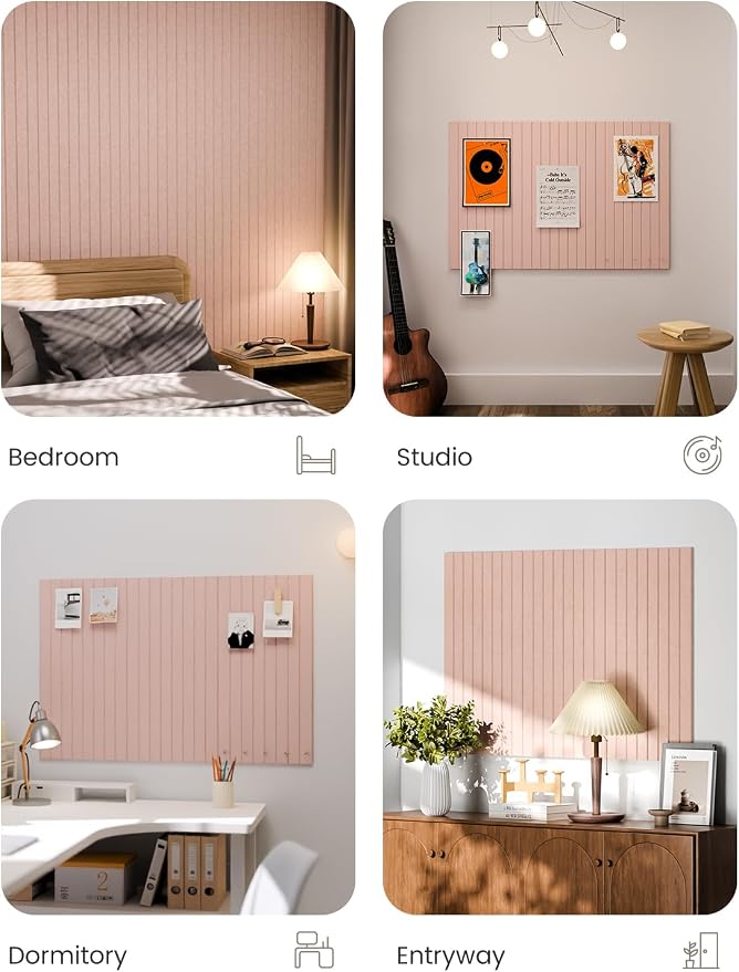 Fluxynara 36" x 24" Large Felt Bulletin Board, Pink | 6 Pack Cork Board Alternative with 30 Safe Adhesive Tabs, Pin Boards for Wall Decor, Home, Office, Classroom,Dorm - Image 7