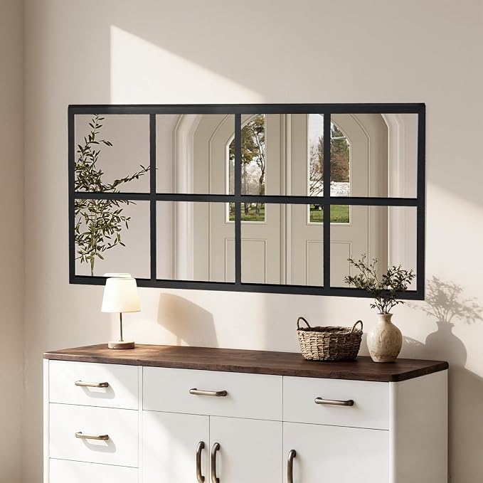 DUMOS Wall Mirror 16" x 32", Rectangle Window Pane Decorative Mirrors, Metal Framed Black Rectangle Wall Mounted Mirror for Bathroom, Bedroom, Entryway, 1 Pack - Image 7