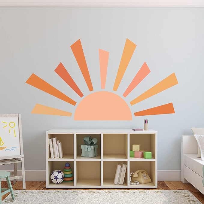 42.1x23.6 inch Boho Half Sun Wall Decal - Large Removable Peel and Stick Wall Stickers for Nursery Room Playroom Decor by Denylopro
